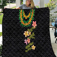 Hawaiian Lei Plumeria and Tropical Leaves Quilt Watercolor Style