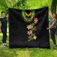 Hawaiian Lei Plumeria and Tropical Leaves Quilt Watercolor Style