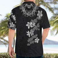 Hawaiian Lei Plumeria and Tropical Leaves Hawaiian Shirt Watercolor Style-Grayscale