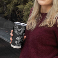 Hawaiian Lei Plumeria and Tropical Leaves Tumbler Cup Watercolor Style-Grayscale