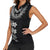 Hawaiian Lei Plumeria and Tropical Leaves Women Sleeveless Polo Shirt Watercolor Style-Grayscale