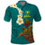 Hawaii Turtle Plumeria Flower Polo Shirt Polynesian Pattern Turquoise Color
