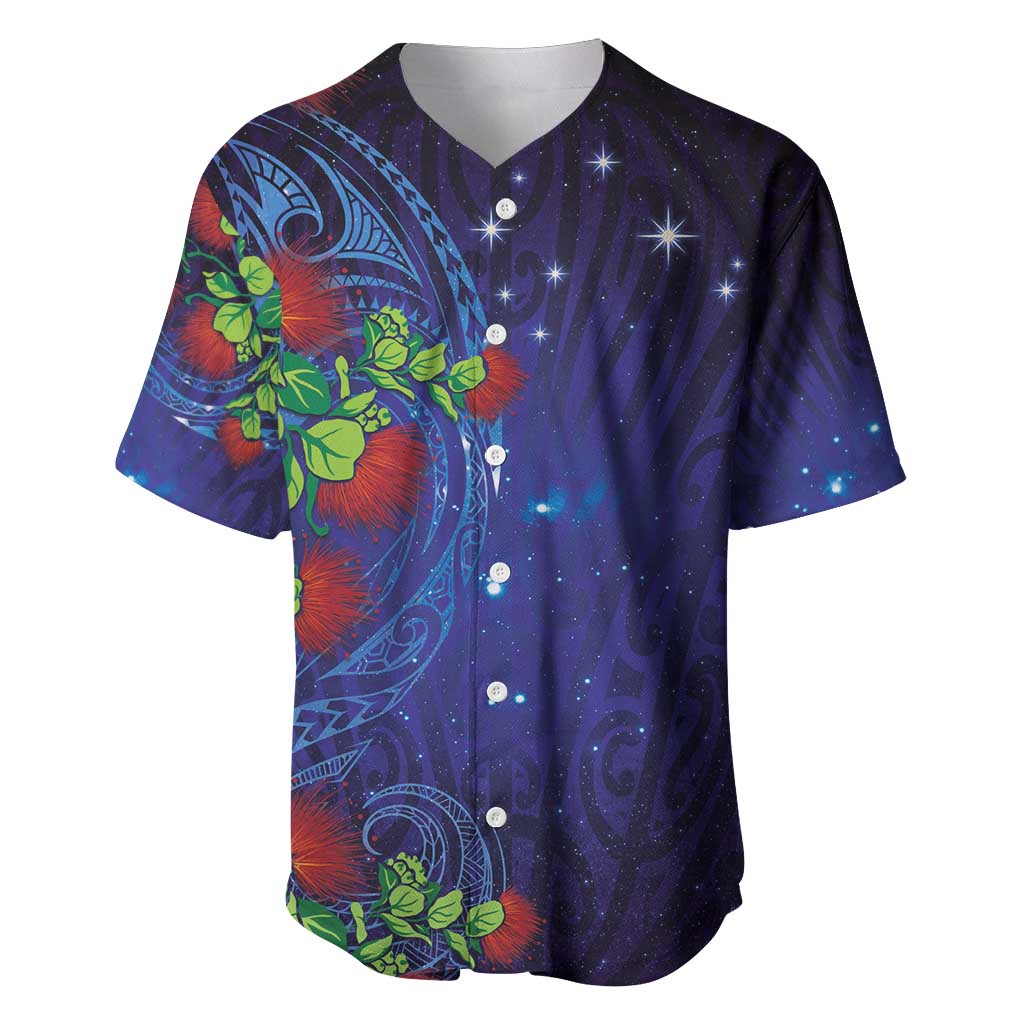 Matariki New Zealand Maori and Pohutukawa Baseball Jersey Galaxy Blue Sky Style