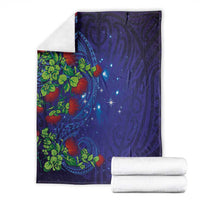 Matariki New Zealand Maori and Pohutukawa Blanket Galaxy Blue Sky Style