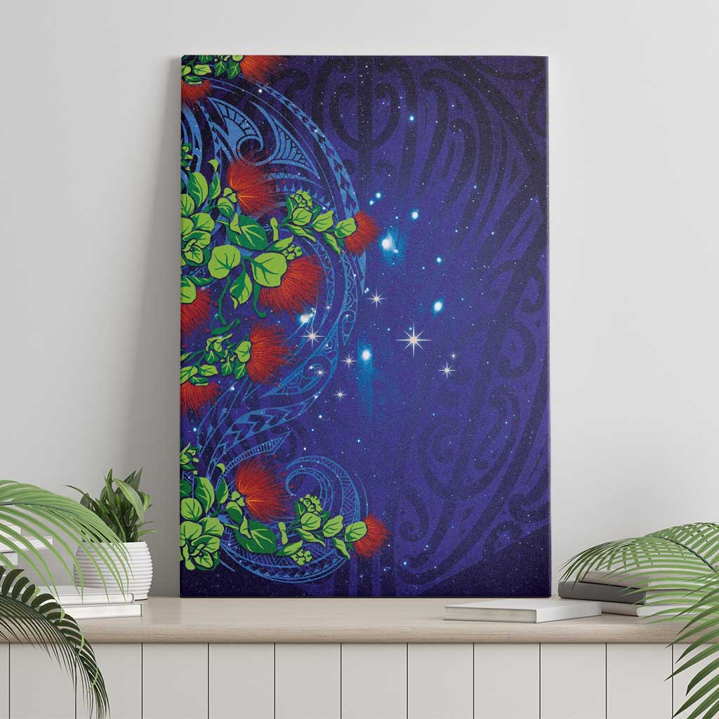 Matariki New Zealand Maori and Pohutukawa Canvas Wall Art Galaxy Blue Sky Style