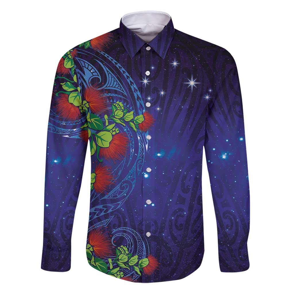 Matariki New Zealand Maori and Pohutukawa Family Matching Puletasi and Hawaiian Shirt Galaxy Blue Sky Style