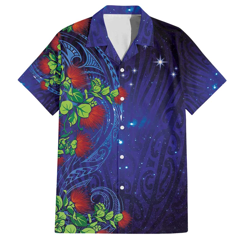 Matariki New Zealand Maori and Pohutukawa Family Matching Summer Maxi Dress and Hawaiian Shirt Galaxy Blue Sky Style