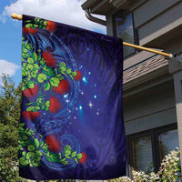 Matariki New Zealand Maori and Pohutukawa Garden Flag Galaxy Blue Sky Style