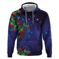 Matariki New Zealand Maori and Pohutukawa Hoodie Galaxy Blue Sky Style