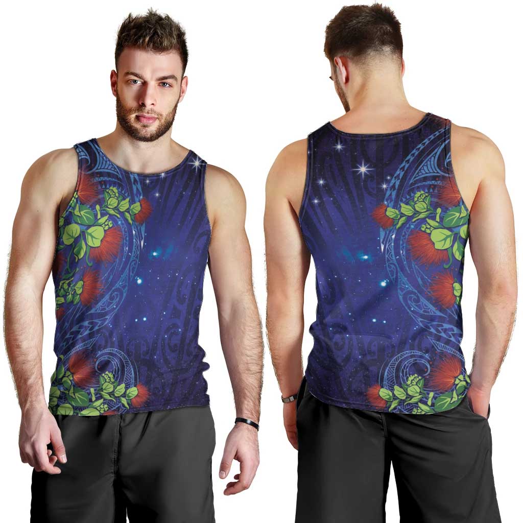 Matariki New Zealand Maori and Pohutukawa Men Tank Top Galaxy Blue Sky Style