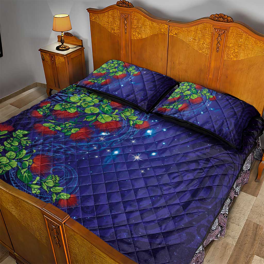 Matariki New Zealand Maori and Pohutukawa Quilt Bed Set Galaxy Blue Sky Style