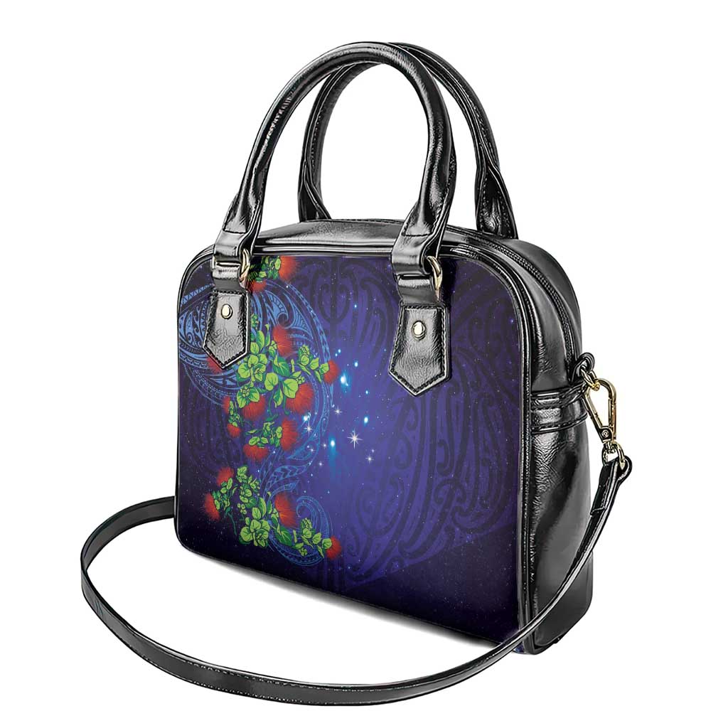 Matariki New Zealand Maori and Pohutukawa Shoulder Handbag Galaxy Blue Sky Style