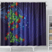 Matariki New Zealand Maori and Pohutukawa Shower Curtain Galaxy Blue Sky Style
