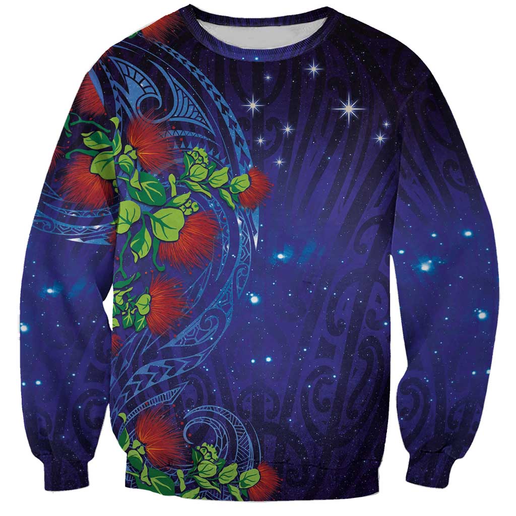 Matariki New Zealand Maori and Pohutukawa Sweatshirt Galaxy Blue Sky Style