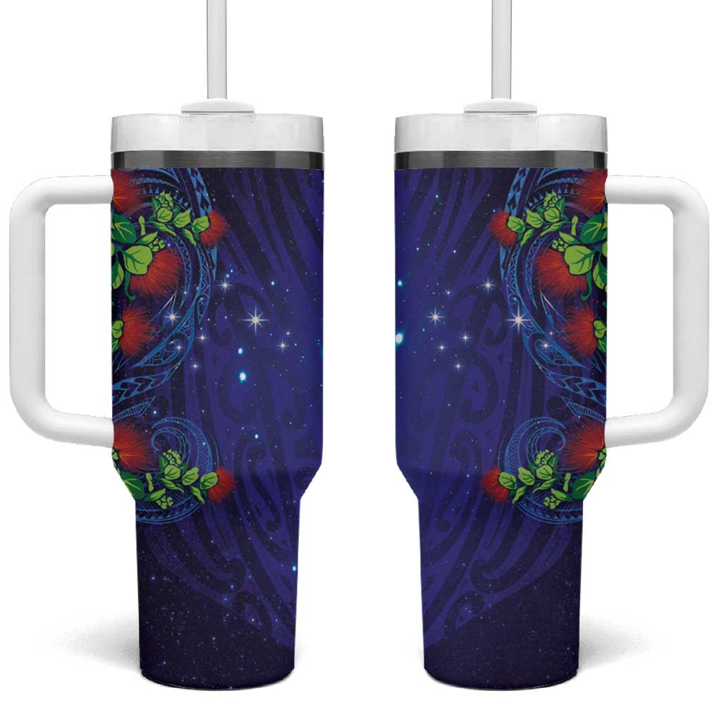 Matariki New Zealand Maori and Pohutukawa Tumbler With Handle Galaxy Blue Sky Style