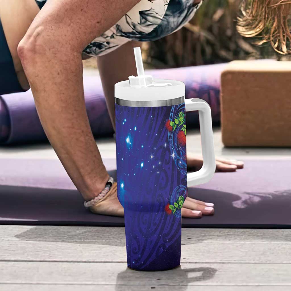 Matariki New Zealand Maori and Pohutukawa Tumbler With Handle Galaxy Blue Sky Style