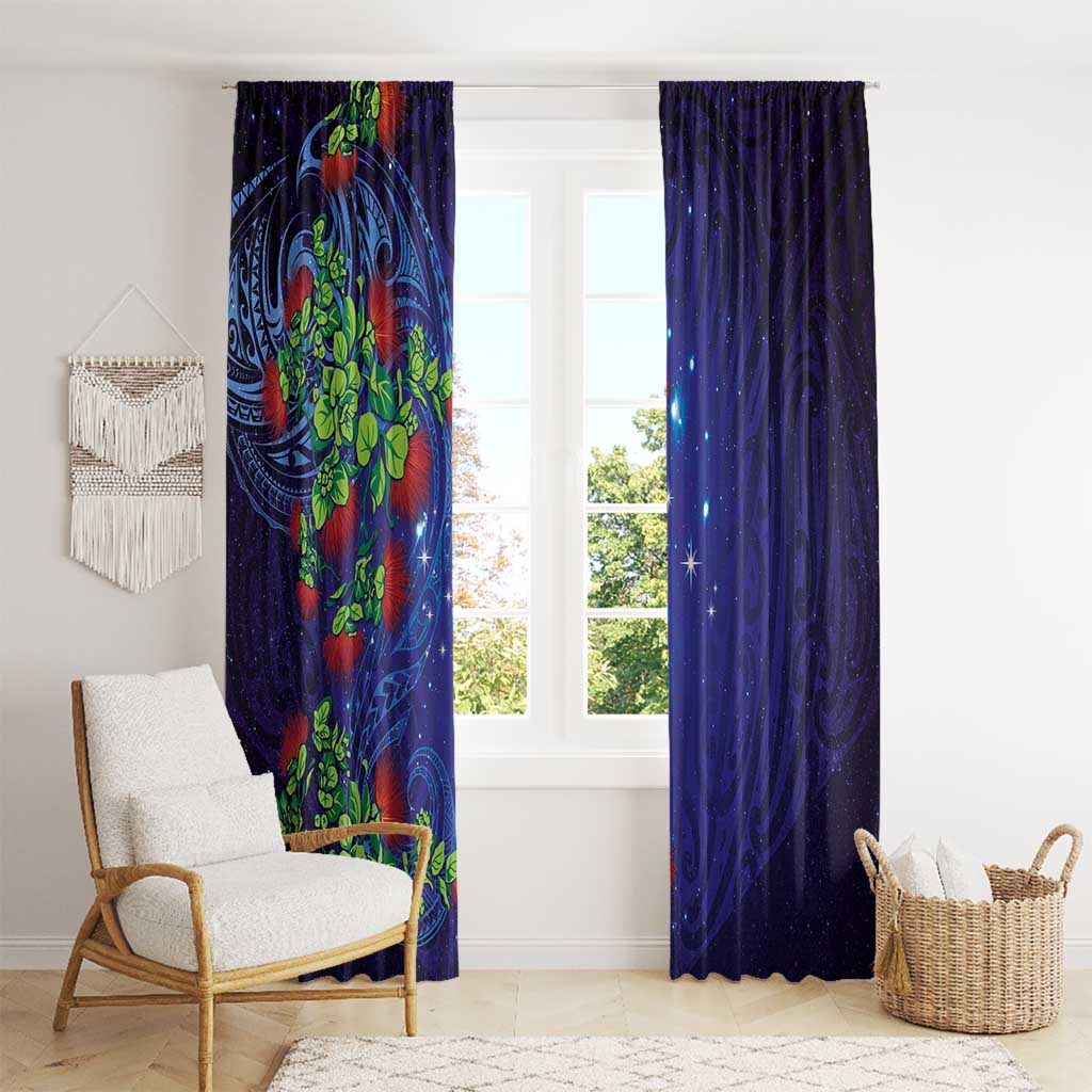 Matariki New Zealand Maori and Pohutukawa Window Curtain Galaxy Blue Sky Style