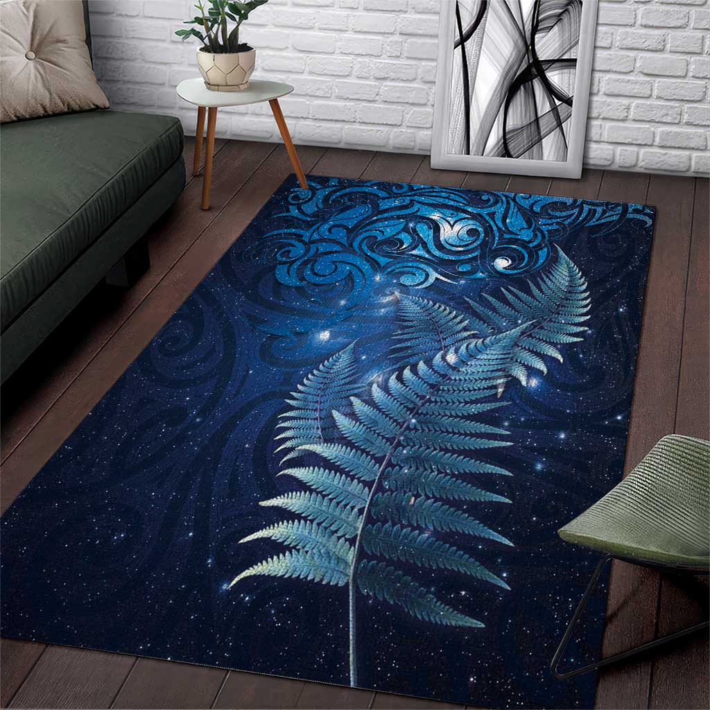 Matariki New Zealand Maori Silver Fern Area Rug Galaxy Blue Sky Style