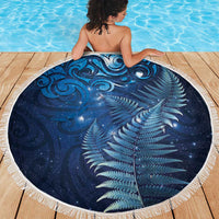 Matariki New Zealand Maori Silver Fern Beach Blanket Galaxy Blue Sky Style