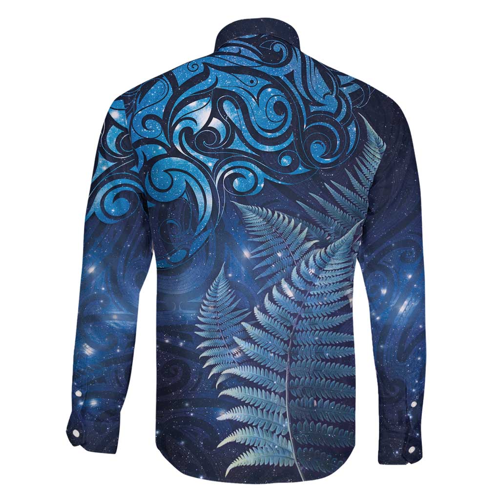 Matariki New Zealand Maori Silver Fern Family Matching Long Sleeve Bodycon Dress and Hawaiian Shirt Galaxy Blue Sky Style