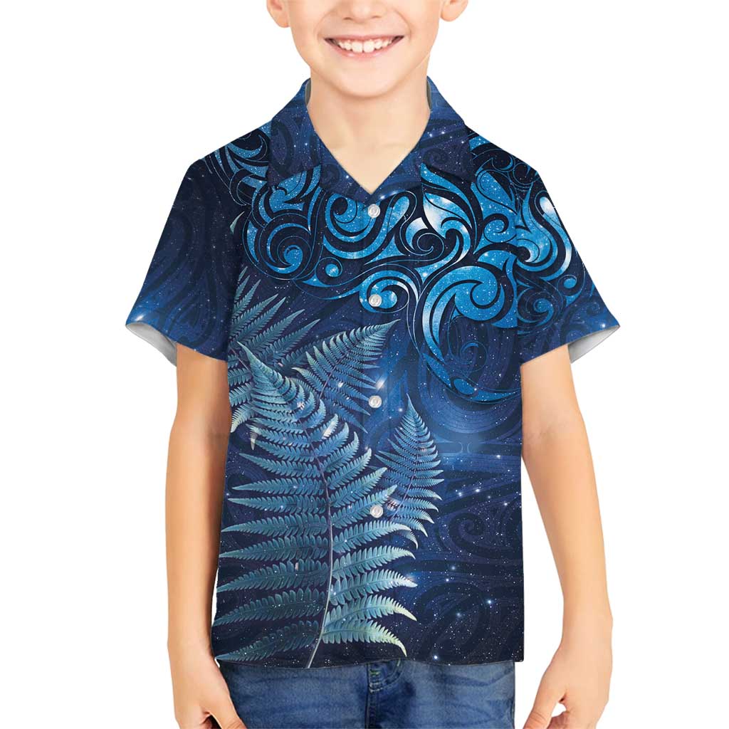 Matariki New Zealand Maori Silver Fern Family Matching Tank Maxi Dress and Hawaiian Shirt Galaxy Blue Sky Style