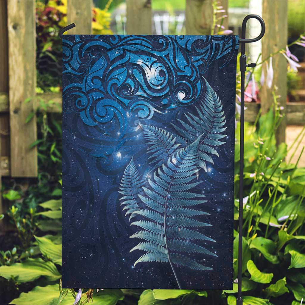 Matariki New Zealand Maori Silver Fern Garden Flag Galaxy Blue Sky Style