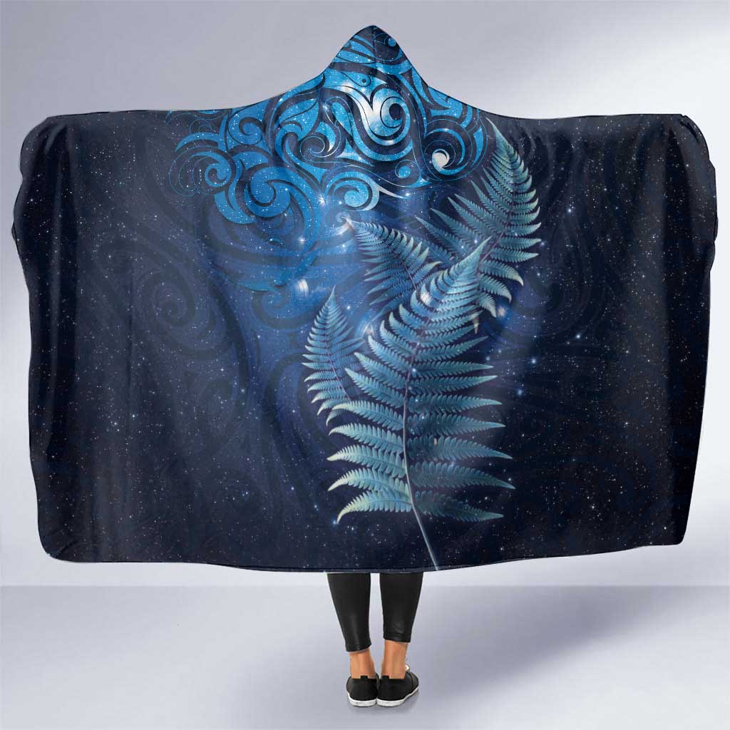 Matariki New Zealand Maori Silver Fern Hooded Blanket Galaxy Blue Sky Style