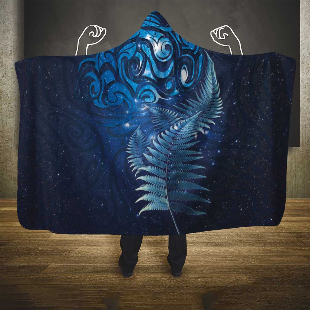 Matariki New Zealand Maori Silver Fern Hooded Blanket Galaxy Blue Sky Style
