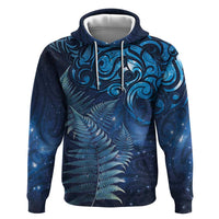 Matariki New Zealand Maori Silver Fern Hoodie Galaxy Blue Sky Style