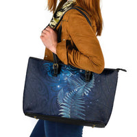 Matariki New Zealand Maori Silver Fern Leather Tote Bag Galaxy Blue Sky Style