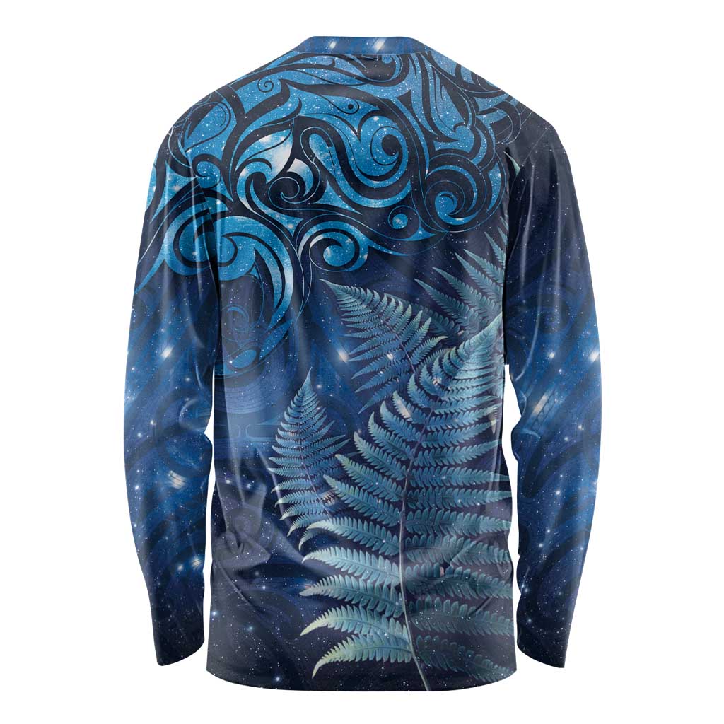 Matariki New Zealand Maori Silver Fern Long Sleeve Shirt Galaxy Blue Sky Style