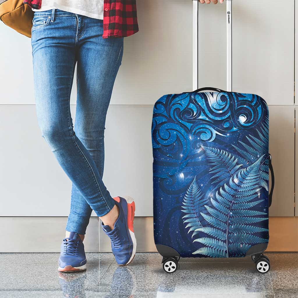 Matariki New Zealand Maori Silver Fern Luggage Cover Galaxy Blue Sky Style