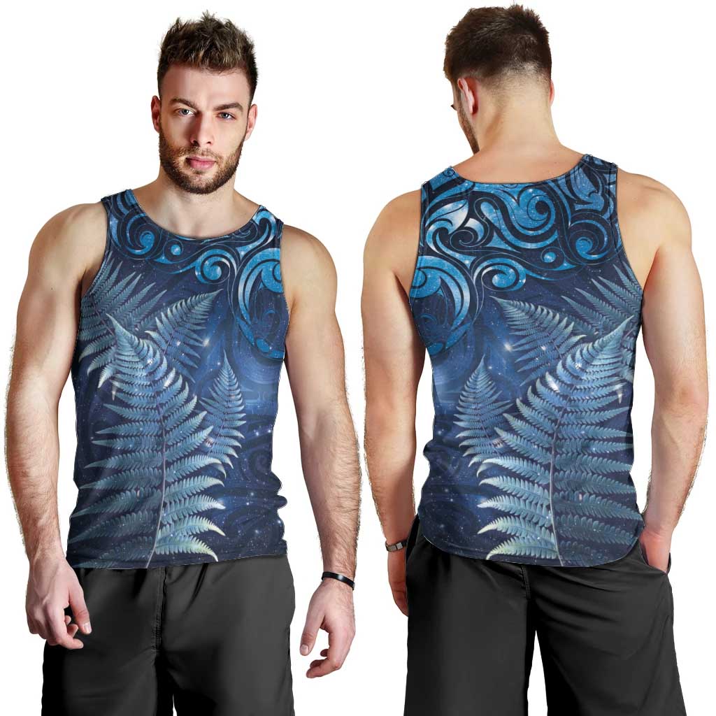 Matariki New Zealand Maori Silver Fern Men Tank Top Galaxy Blue Sky Style