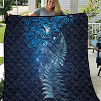 Matariki New Zealand Maori Silver Fern Quilt Galaxy Blue Sky Style