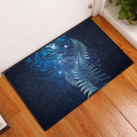 Matariki New Zealand Maori Silver Fern Rubber Doormat Galaxy Blue Sky Style