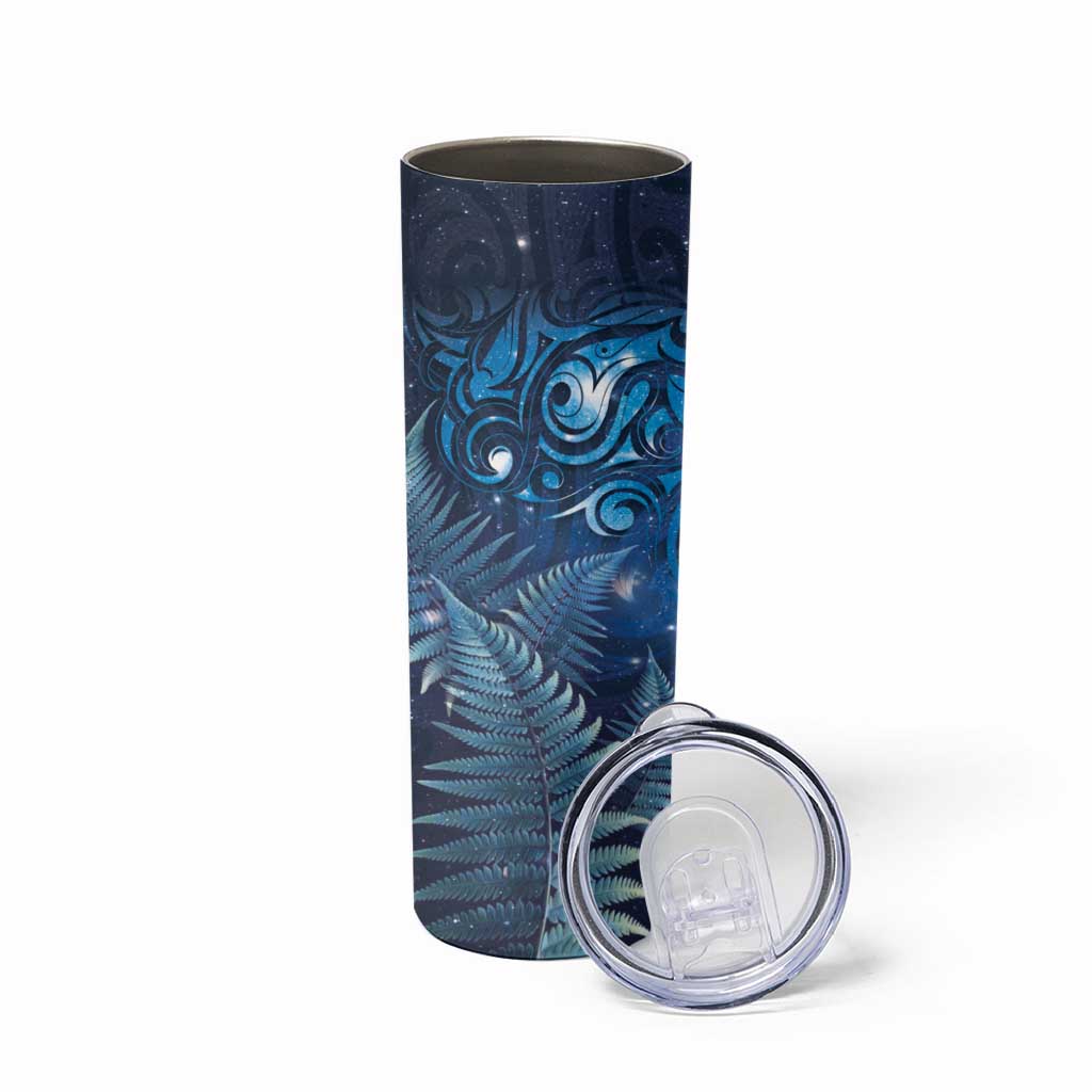 Matariki New Zealand Maori Silver Fern Skinny Tumbler Galaxy Blue Sky Style