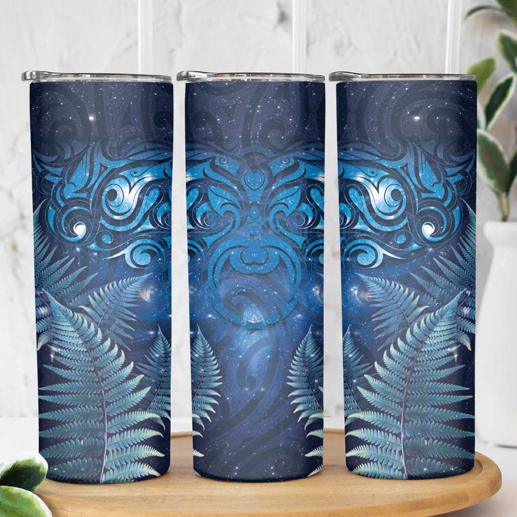 Matariki New Zealand Maori Silver Fern Skinny Tumbler Galaxy Blue Sky Style