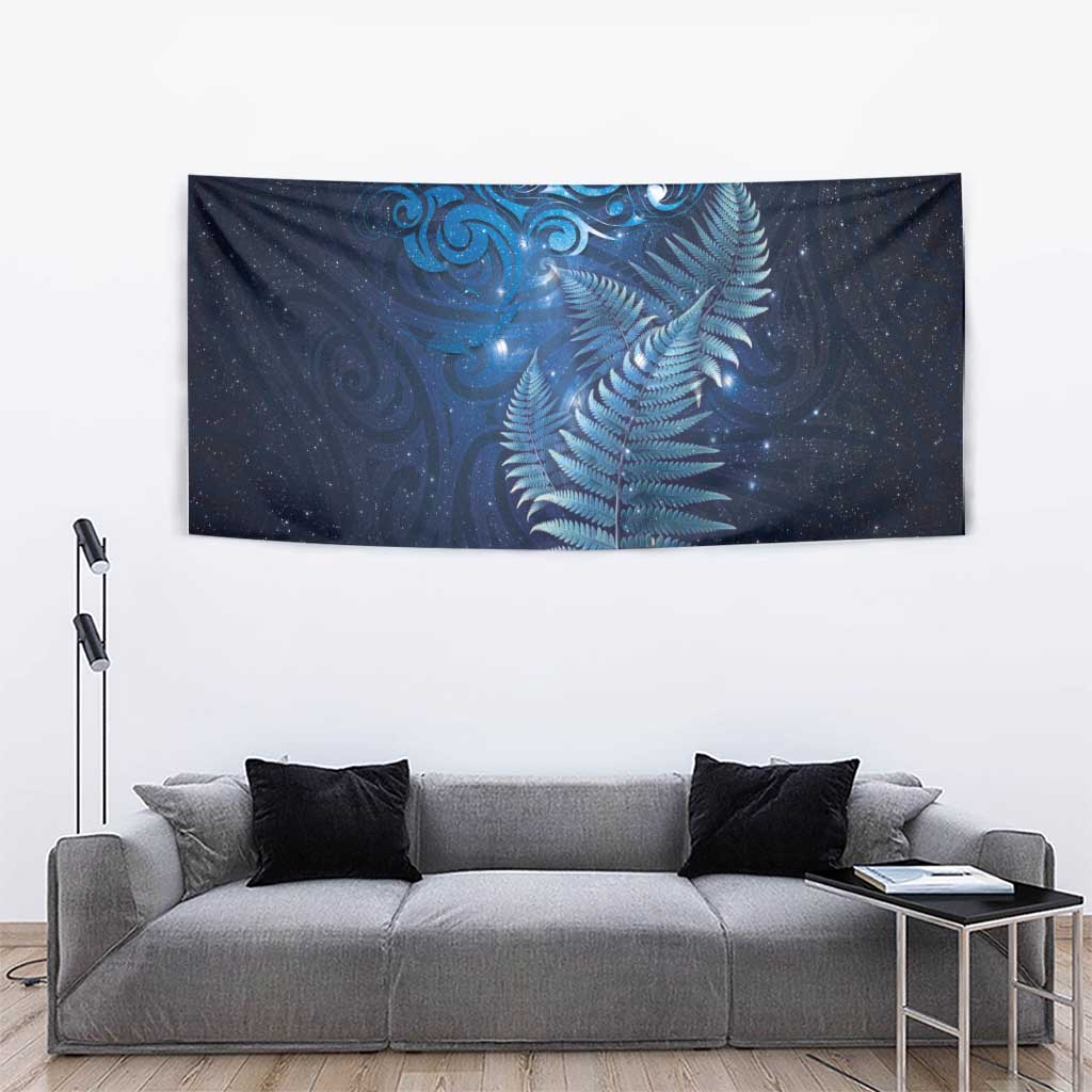 Matariki New Zealand Maori Silver Fern Tapestry Galaxy Blue Sky Style