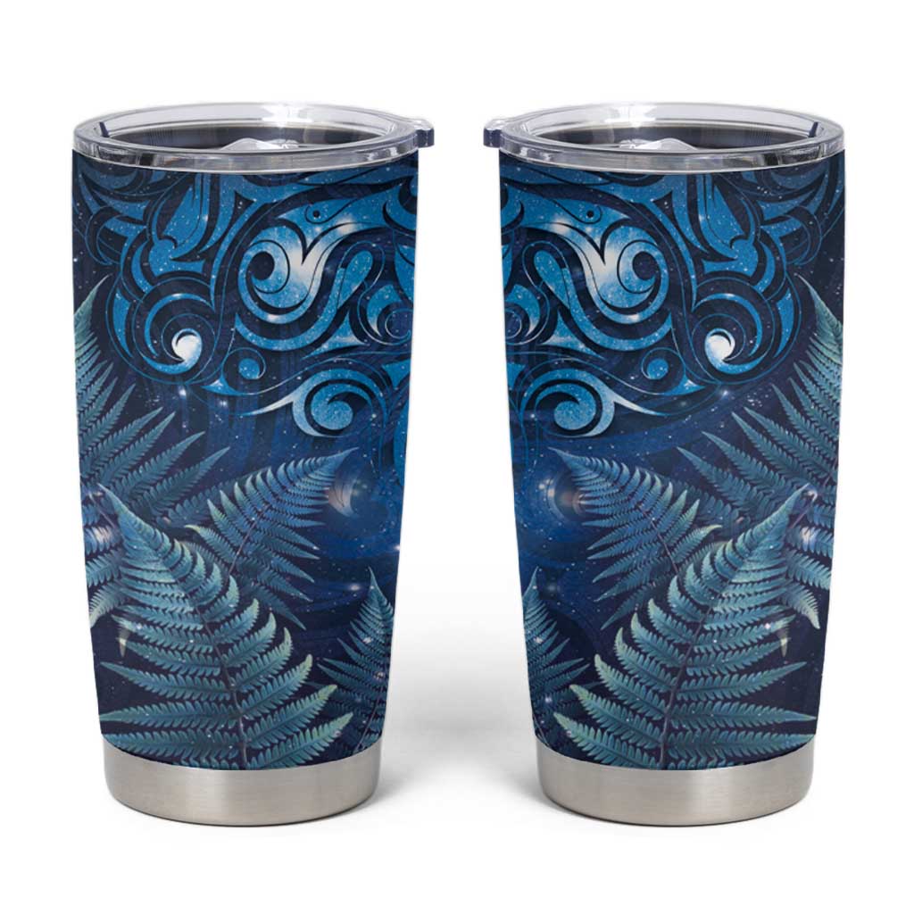 Matariki New Zealand Maori Silver Fern Tumbler Cup Galaxy Blue Sky Style