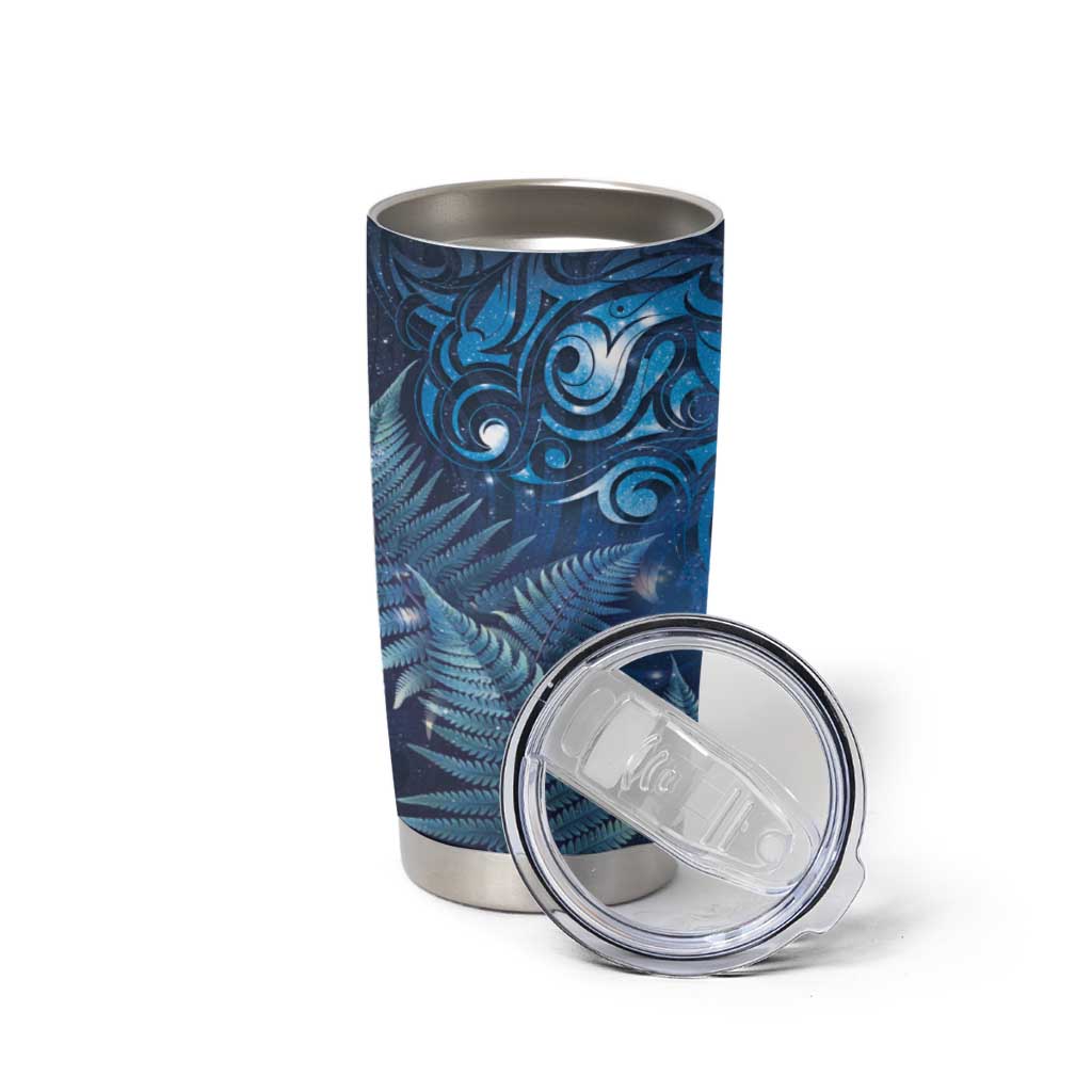 Matariki New Zealand Maori Silver Fern Tumbler Cup Galaxy Blue Sky Style