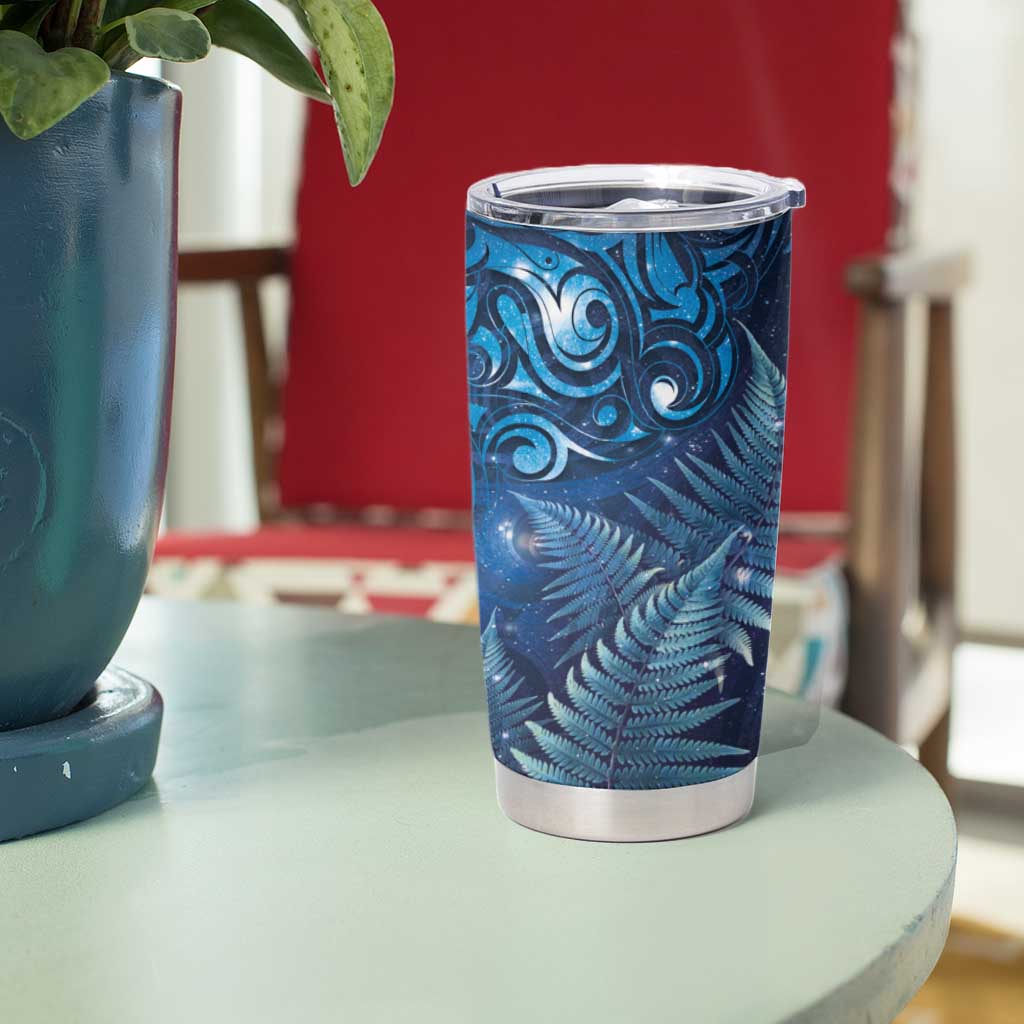 Matariki New Zealand Maori Silver Fern Tumbler Cup Galaxy Blue Sky Style
