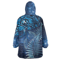 Matariki New Zealand Maori Silver Fern Wearable Blanket Hoodie Galaxy Blue Sky Style