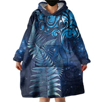 Matariki New Zealand Maori Silver Fern Wearable Blanket Hoodie Galaxy Blue Sky Style