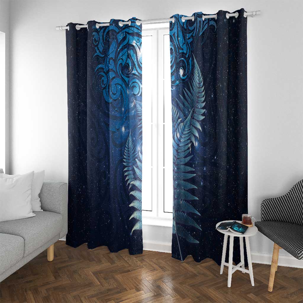 Matariki New Zealand Maori Silver Fern Window Curtain Galaxy Blue Sky Style