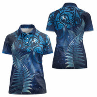 Matariki New Zealand Maori Silver Fern Women Polo Shirt Galaxy Blue Sky Style