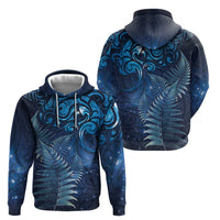 Matariki New Zealand Maori Silver Fern Zip Hoodie Galaxy Blue Sky Style