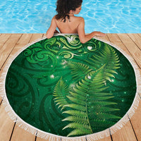 Matariki New Zealand Maori Silver Fern Beach Blanket Galaxy Green Sky Style