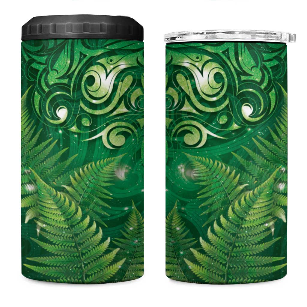 Matariki New Zealand Maori Silver Fern 4 in 1 Can Cooler Tumbler Galaxy Green Sky Style
