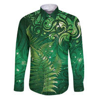 Matariki New Zealand Maori Silver Fern Family Matching Off Shoulder Maxi Dress and Hawaiian Shirt Galaxy Green Sky Style