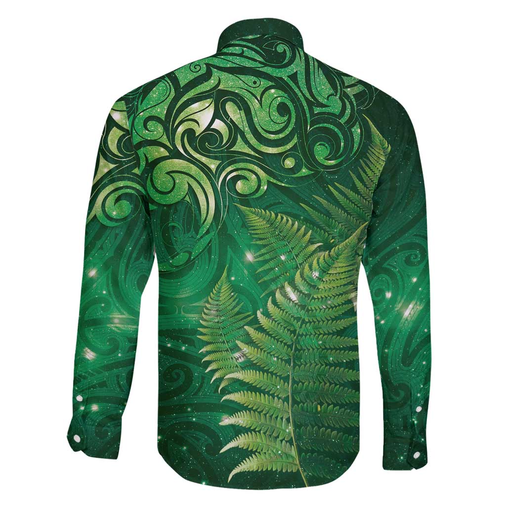 Matariki New Zealand Maori Silver Fern Family Matching Off Shoulder Maxi Dress and Hawaiian Shirt Galaxy Green Sky Style